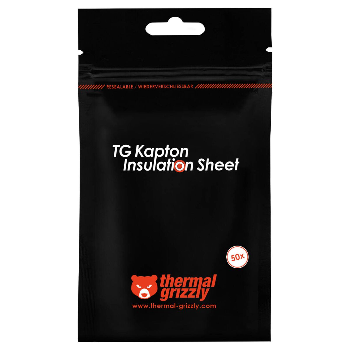 Thermal Grizzly Kapton Insulation Sheet | 50 Strips | 10 x 60mm | 40 µm Thick | High-Temperature Polyimide Film | Up to 280°C | TG-KIS-10-60-50