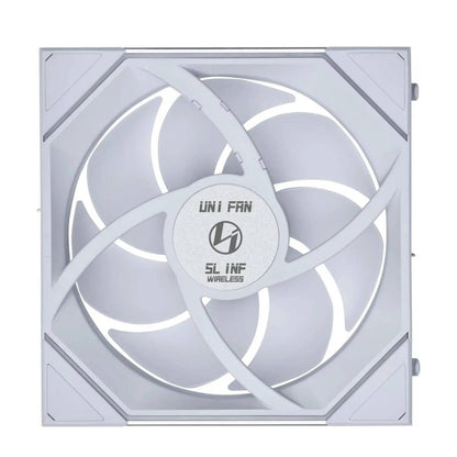Lian-Li UNI Fan SL-INF Wireless 140mm ARGB PWM Case Fan – Wireless Control, Infinity Mirror ARGB, PWM Cooling | Black / White