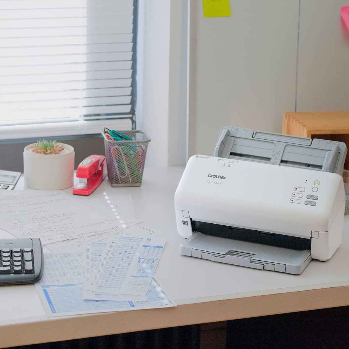 Brother ADS-4300N Scanner, 80 Sheets ADF, 40 PPM Simplex / 80 IPM Duplex Scan Speed, 600 DPI Resolution, Black/White | 5WDE0600173