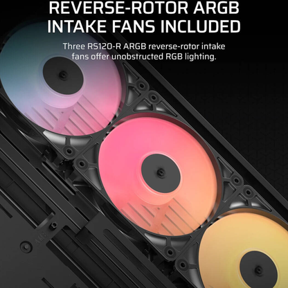 Corsair FRAME 4500X RS-R ARGB Panoramic Glass Mid-Tower PC Case, 3x RS-R ARGB Fans, 360mm Radiator Support, USB-C, Black | CC-9011314-WW