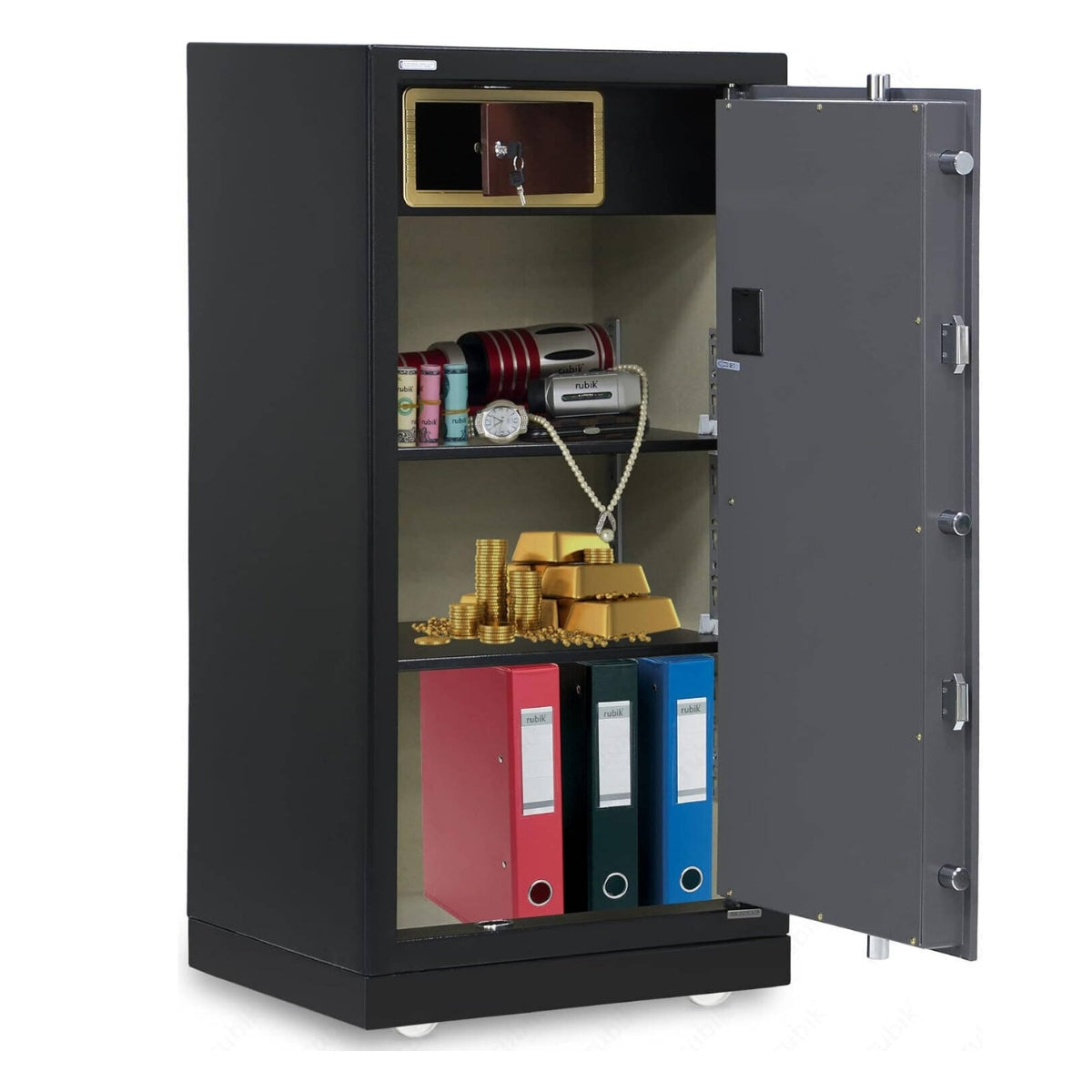 Rubik X-Large Executive Digital Safe Box RB120XTD – Triple Security Lock, Ultra Large Capacity, Heavy-Duty Steel, 120×60×49cm, Black/Grey