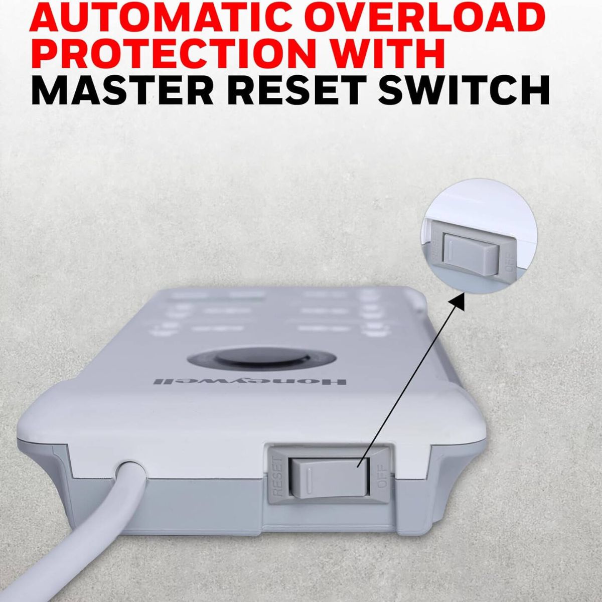 Honeywell Surge Protector - 5 Universal Sockets, 2 USB Ports, 1.5 Meter Cord, White
