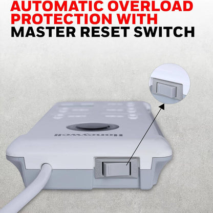 Honeywell Surge Protector - 5 Universal Sockets, 2 USB Ports, 1.5 Meter Cord, White