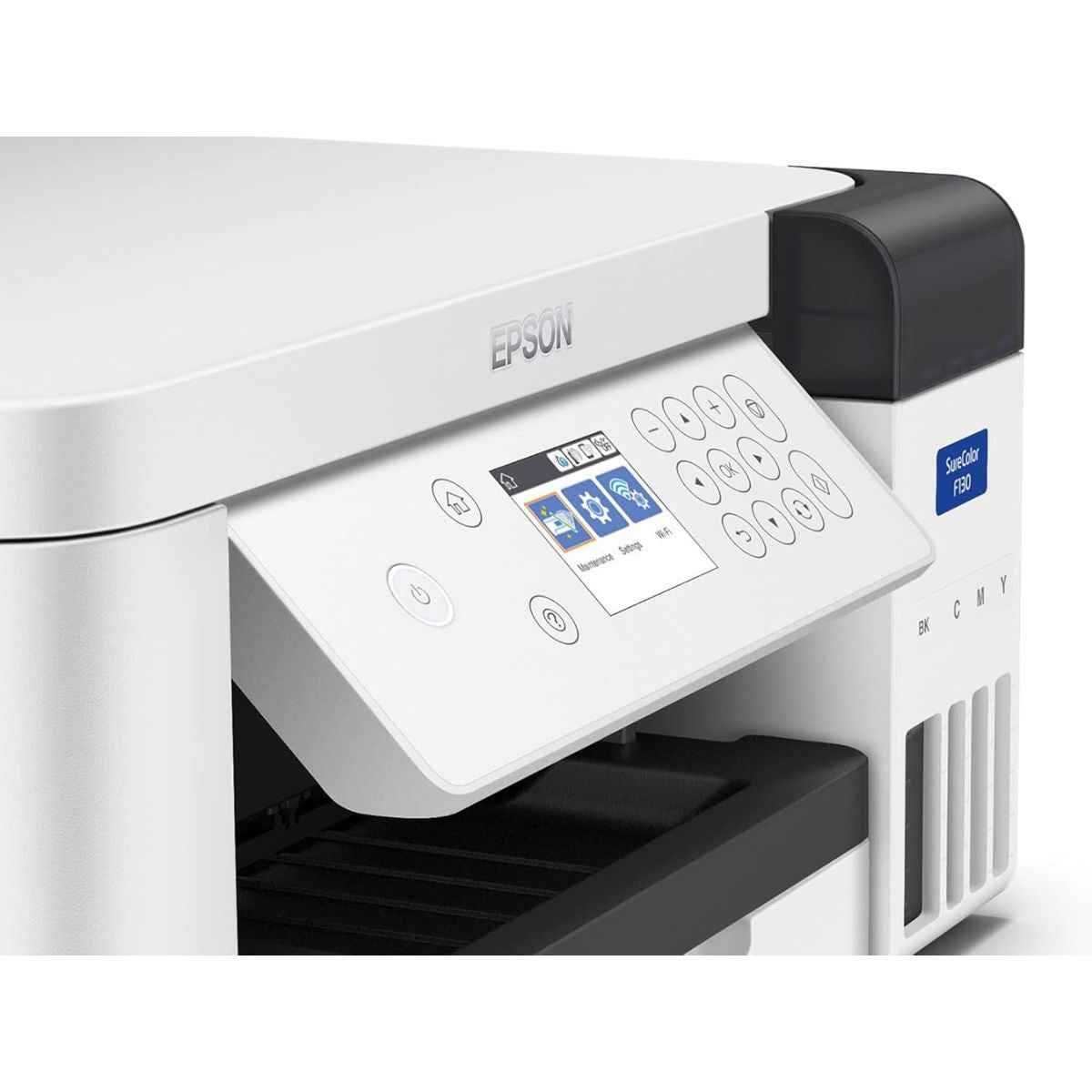 Epson SC-F100 A4 Dye Sublimation Printer, Minimum droplet size 3.8pl, Wi-Fi, Ethernet, USB 2.0 Connectivity, PrecisionCore Micro TFP Printhead, Refillable Ink 140ml Bottles, White | C11CJ80301