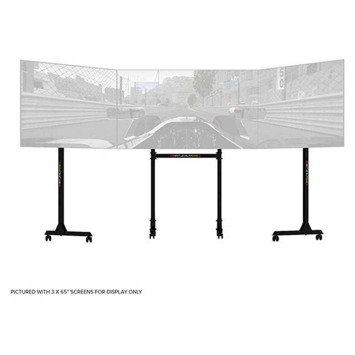 Next Level Racing Free Standing Triple Monitor Stand, Supports 3 x 32"–65" Displays, Up to 450 x 660mm VESA, 70kg Capacity, Matte Black | NLR-A010
