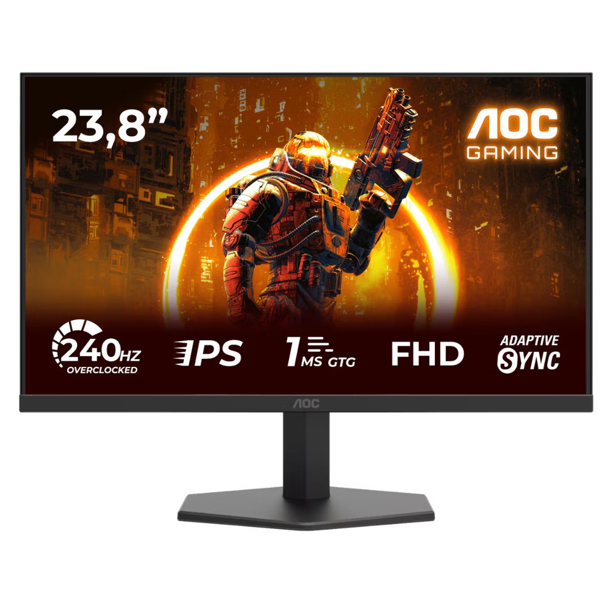 AOC 24G11ZE 23.8 inch Gaming Monitor, 240Hz, 0.3ms, FHD 1920 X 1080, Fast IPS, Adaptive Sync, HDR10, 3-Sided Frameless, Low input lag, Flicker Free, Low Blue Mode