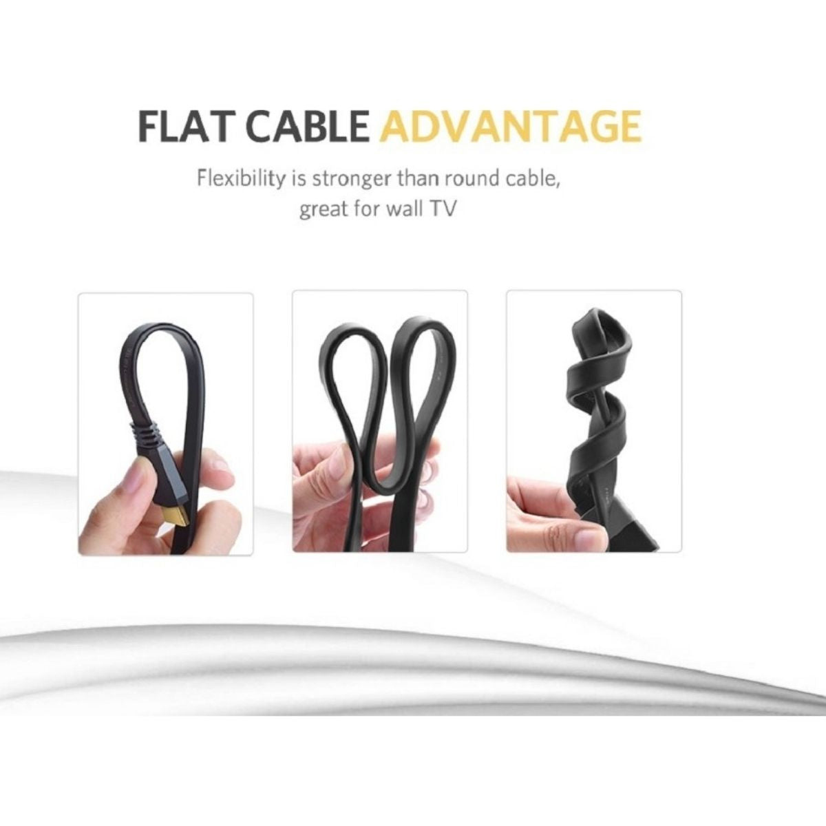 UGREEN 50821 HDMI 2.0 Flat Cable | 5 Meter | 4K @ 30Hz | High-Speed HDMI | Black