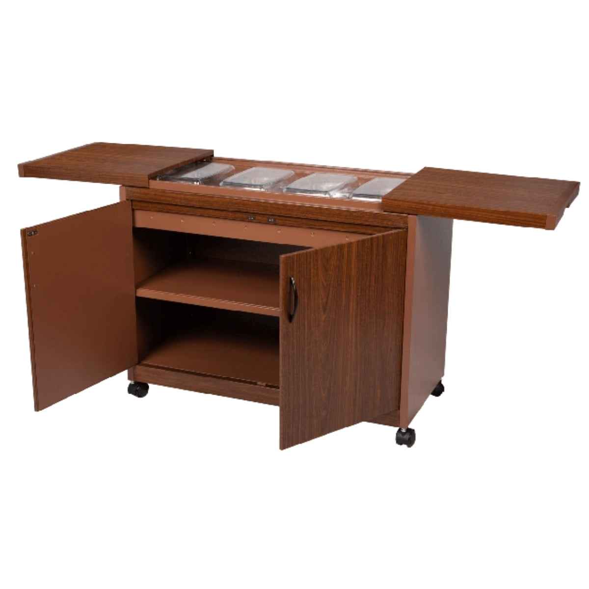 Wolf Power 4 Dish Food Warmer Trolley with Slide Cover – Mahogany | Model WPS6242DB