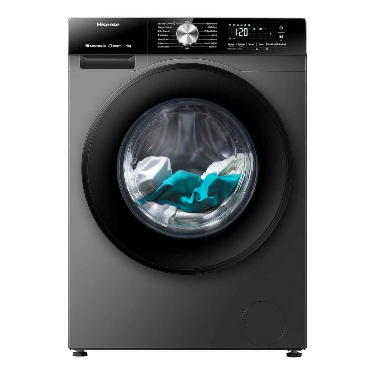 Hisense WF3S9043BT  9 kg Smart Front-Load Washing Machine – 1,400 rpm, Titanium Grey