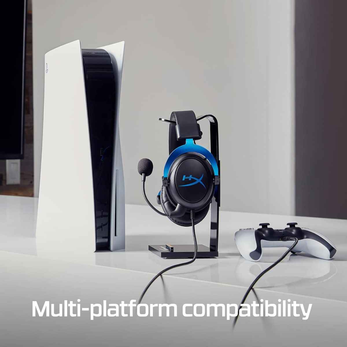 HyperX Cloud 4P5H9AM Wired Gaming Headset – PS5/PS4 Compatible, Noise-Cancelling Mic, Immersive Audio (Black/Blue)
