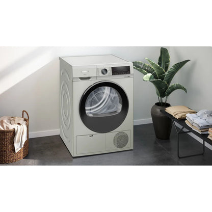 Siemens IQ300 WQ41G20XGC  9kg Heat Pump Tumble Dryer,, Auto Dry Technology, No Towels Program, Fluff Filter, Yes Anti-Vibration Walls, Anti-Crease Function, Silver Inox