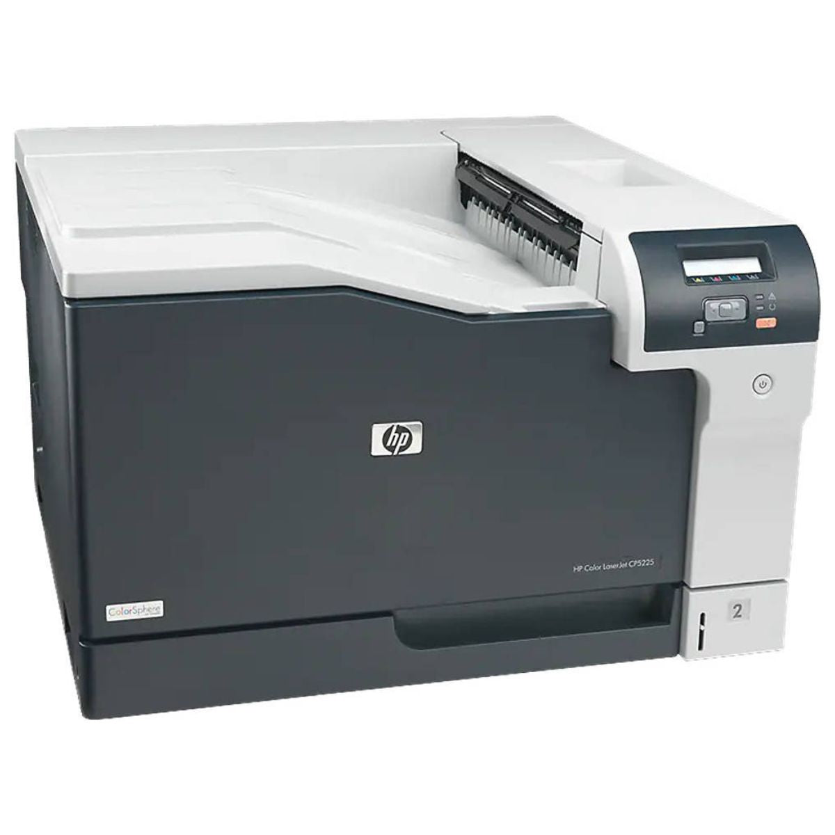 HP CP5225n Color LaserJet A3 Professional Printer, Up to 20ppm Black & Color, Up to 600 x 600 DPI Resolution, 2-Line, 16-Character Backlit Display, 250-Sheet Face-Down Output Bin, White | CE711A