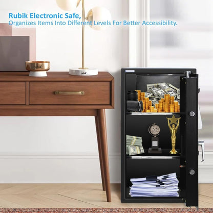 Rubik Safe Box Large with Digital Keypad and Key Lock, Security Locker for Money Files folder Documents Jewelry Home Office RB75EG (Size 75x40x40cm) Black