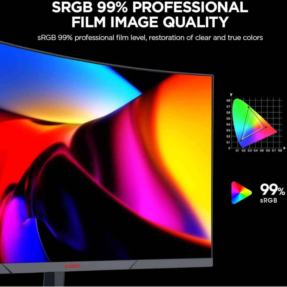 KOORUI 24E6CA Curved Gaming Monitor – 24" FHD VA Display, 165Hz Refresh Rate, 1ms Response Time, sRGB 99% Color