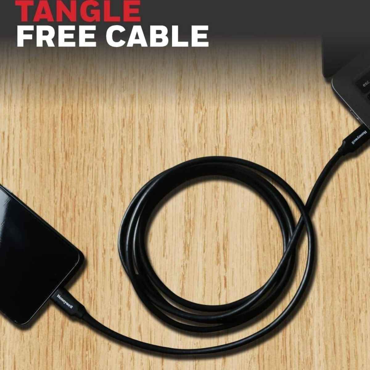 Honeywell Type C USB 3.1 Cable, PD 100W, QC 3.0, 1.8 Mtr, Fast Charge & Ultra Soft Silicone Sync Cable, Black