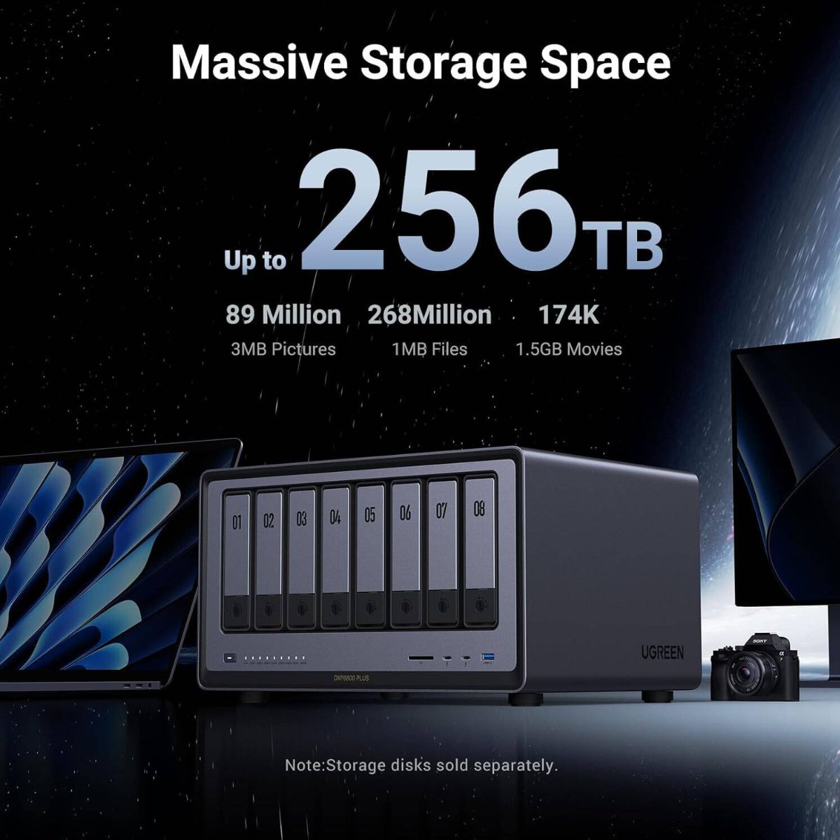 UGREEN NASync DXP8800 Plus 8-Bay Desktop NAS – Intel i5-1235U, 8GB DDR5, 2x 10GbE, Thunderbolt 4, 8K HDMI (Diskless)