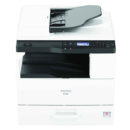 Ricoh M 2701 A3 Black & White Multi-Function Laser Printer, Copy, Print, Scan, 4-Line LCD Operation Panel, Prints Up to 27 ppm Speed, 600 x 600 dpi Resolution, 600 Standard Input Sheet, White | M 2701