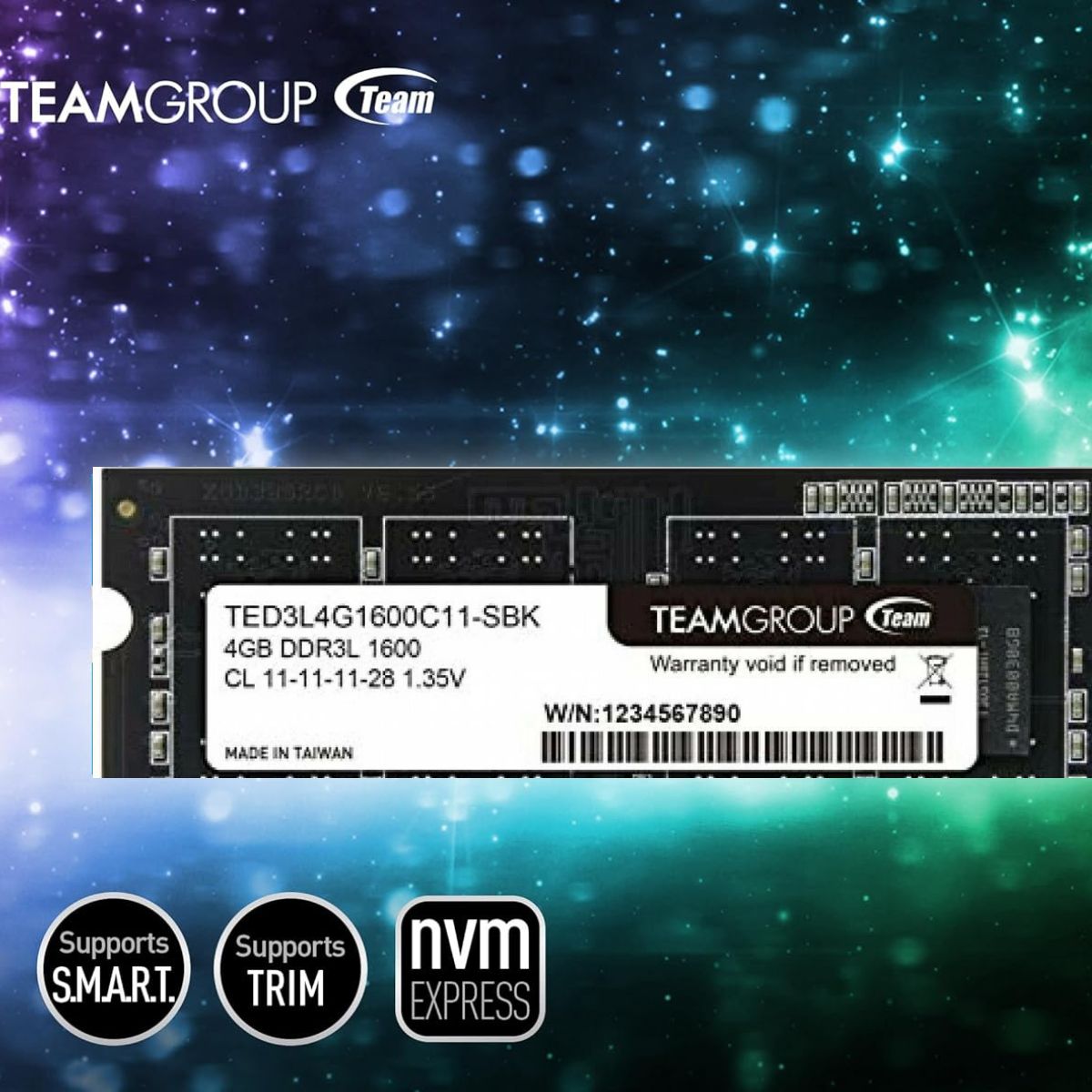 Team TED3L4G1600C11-S01 4GB DDR3L Laptop RAM – 1600MHz, CL11, SO-DIMM, 1.35V