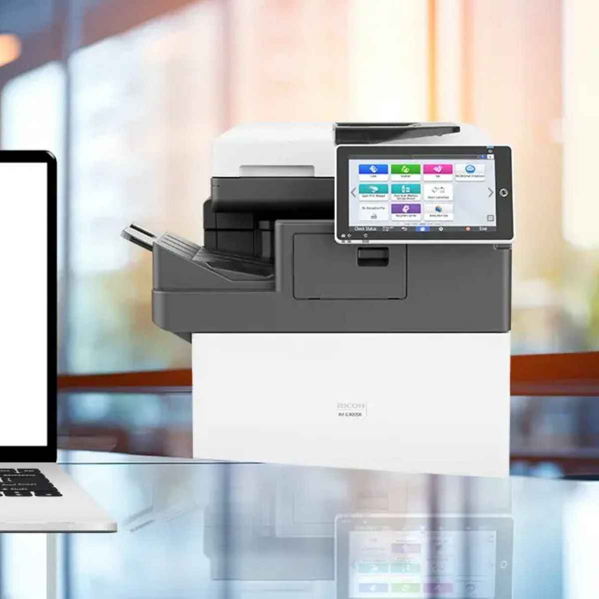RICOH M C2000 A3 Colour Multifunction Printer – Double Tray, Toner Set & Cabinet Included