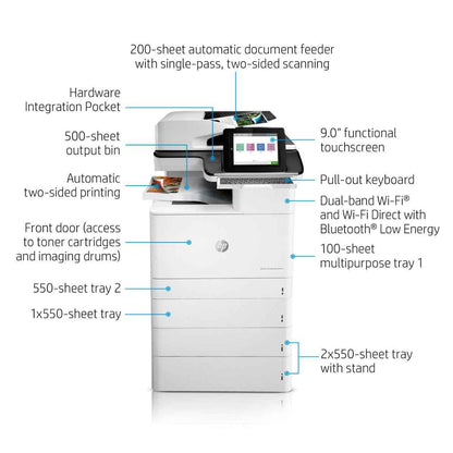 HP Color LaserJet Enterprise Flow MFP M776z Printer, Print, Copy, Scan, Fax, Up to 46 ppm, Automatic Duplex Printing, 9" Touchscreen, Enterprise Security | 3WT91A