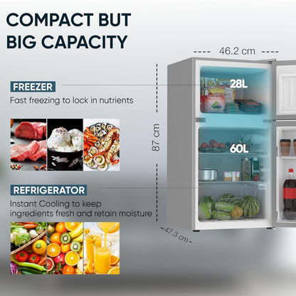 Nikai 135 Liter Double Door Small Refrigerator NRF135DDS, With Adjustable Thermostat, 250V Power, Defrost Cooling, Power Saving Silent & Reliable Compressor