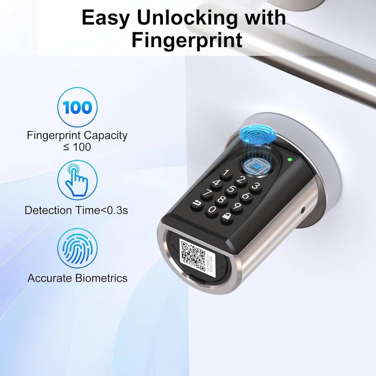 WeLock ToucD41 Smart Lock – Electronic Fingerprint &amp; App Controlled Door Lock, Keyless Entry, Bluetooth, RFID, Black | ToucD41