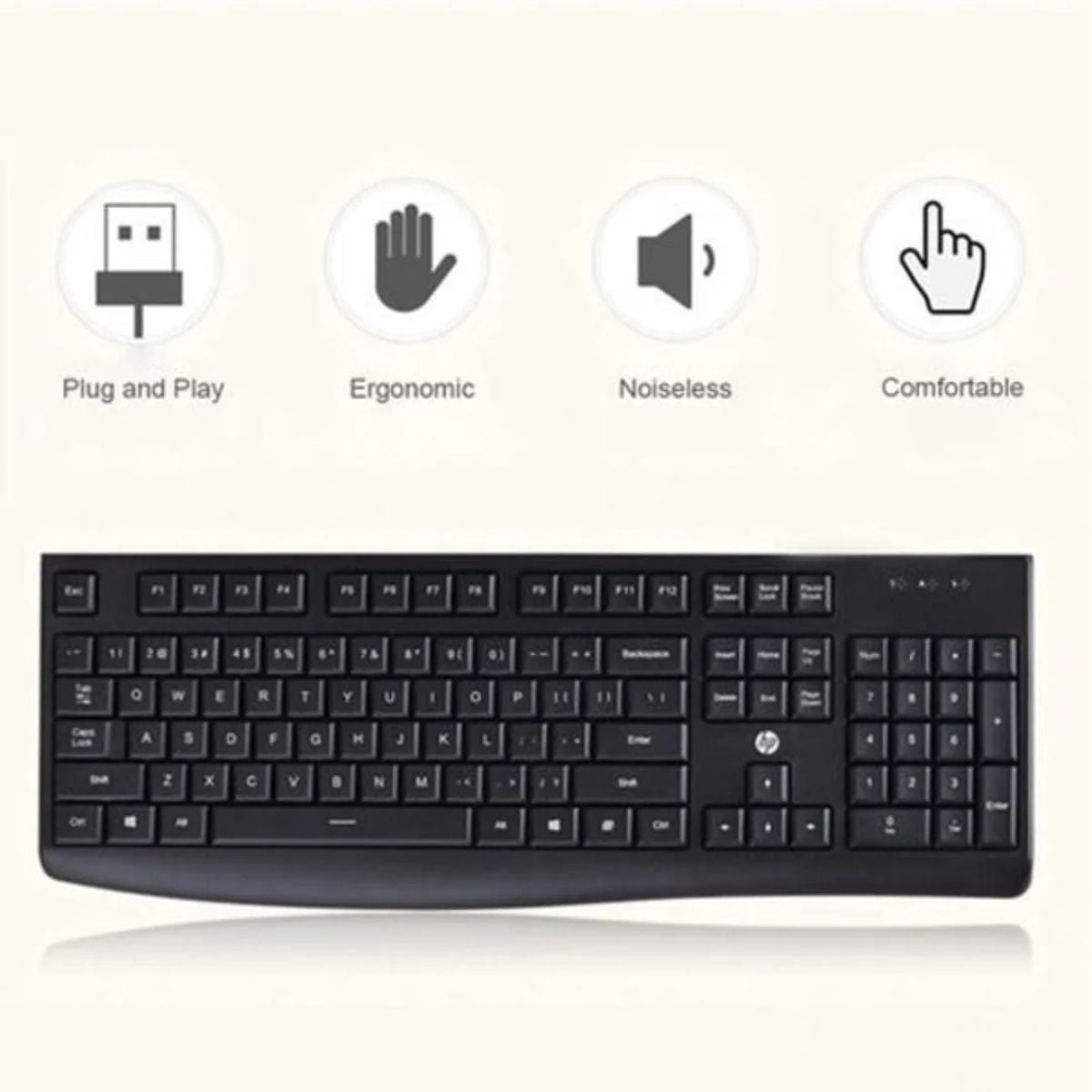 HP K200 Wired USB Keyboard, Ultra-thin and Chiclet Keycaps, Black | 3CY44PA#AB2