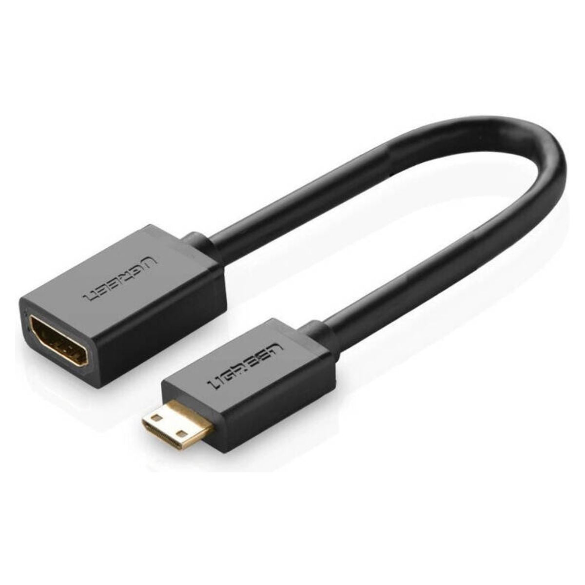 UGREEN 20137 Mini HDMI Male to HDMI Female Cable Adapter | 22cm | 4K @ 60Hz | 10Gbps | 3D | Audio-Video Sync | Black