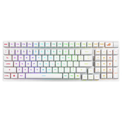 Asus ROG Strix Scope II 96 RX Wireless Mechanical Keyboard, RX Optical Switch, Sound-Dampening Foam, ABS Keycaps, Tri-Mode Connectivity, English - Arabic Layout, White | 90MP03S2-BKCA10