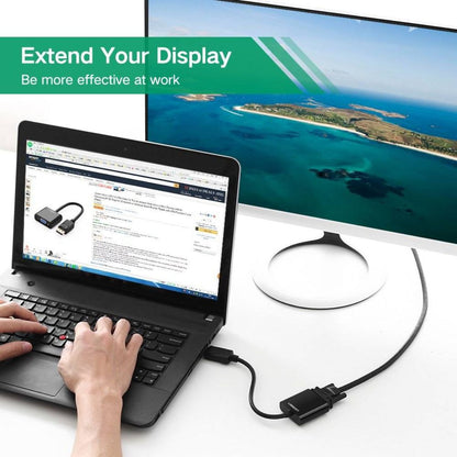 UGREEN DP109  DisplayPort Male to VGA Female Converter | Plug & Play | 15cm | Black