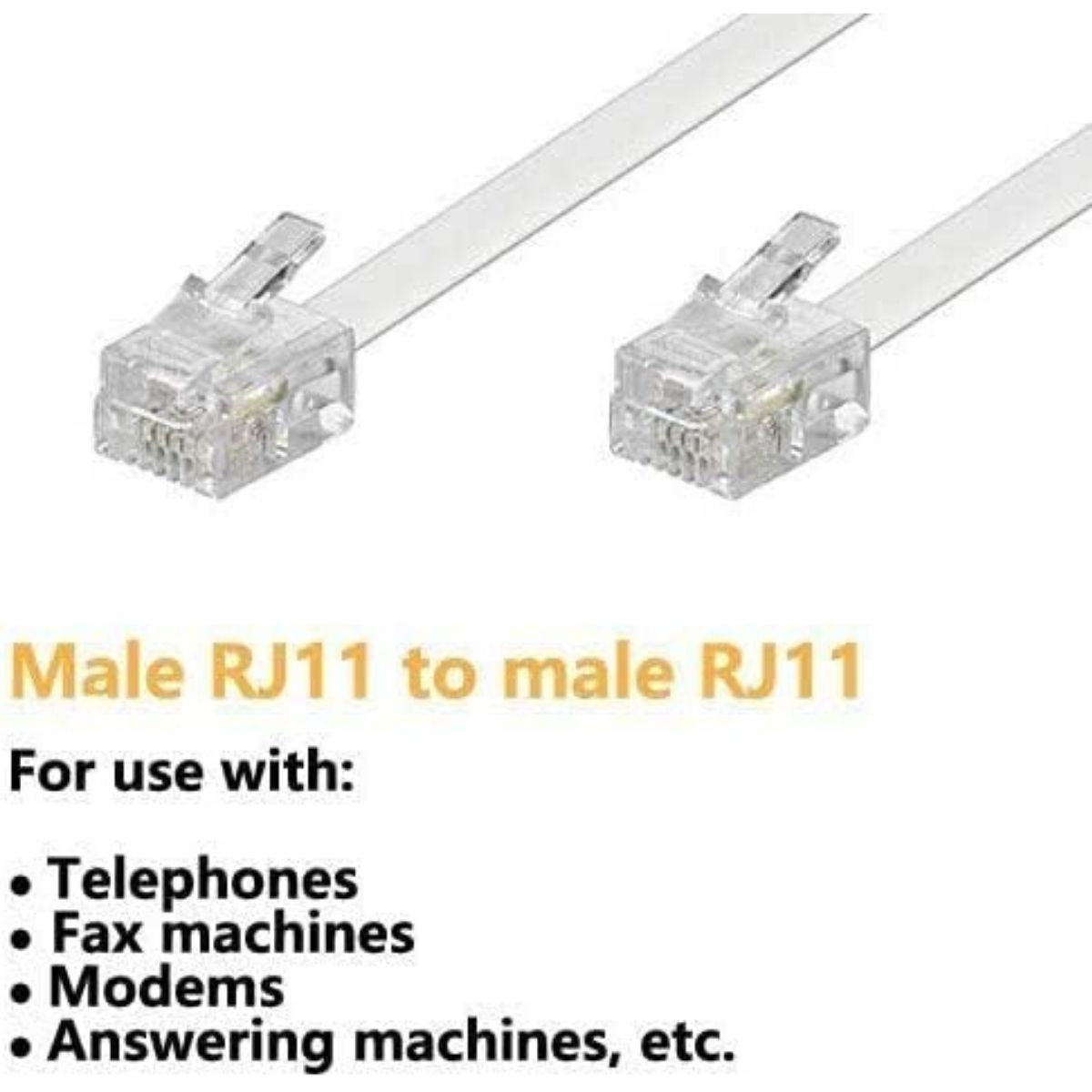DKURVE RJ-11 6P4C Telephone Landline Extension Cable 0.5M