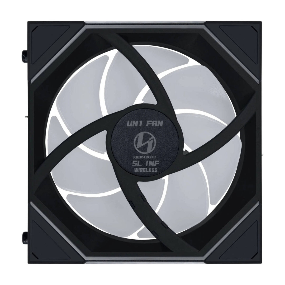 Lian-Li UNI FAN SL-INF Wireless Reverse Blade 120mm Case Fan – 2300 RPM, 67 CFM Airflow, FDB Bearing, Single Pack | Black / White