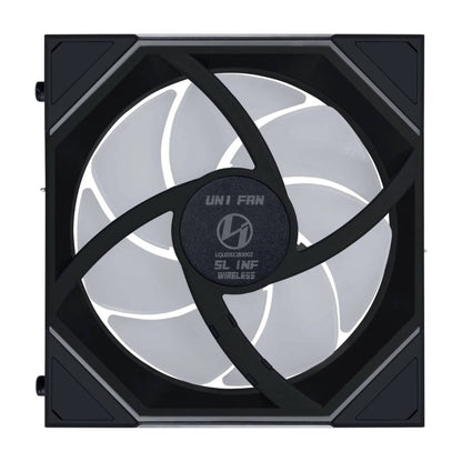 Lian-Li UNI FAN SL-INF Wireless Reverse Blade 120mm Case Fan – 2300 RPM, 67 CFM Airflow, FDB Bearing, Single Pack | Black / White