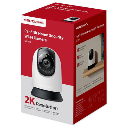 MERCUSYS MC210 2K QHD Indoor Pan/Tilt Wi-Fi Camera | 3MP 360° View | Baby Crying Detection | Person Detection | Motion Tracking | Two-Way Audio | 512GB microSD