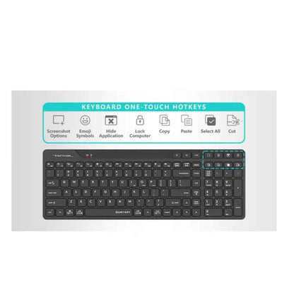 A4Tech Fstyler FB2800C Air2 Rechargeable Bluetooth & Wireless Keyboard Mouse Combo – QuietKey, Multi-Device, Type-C, Black