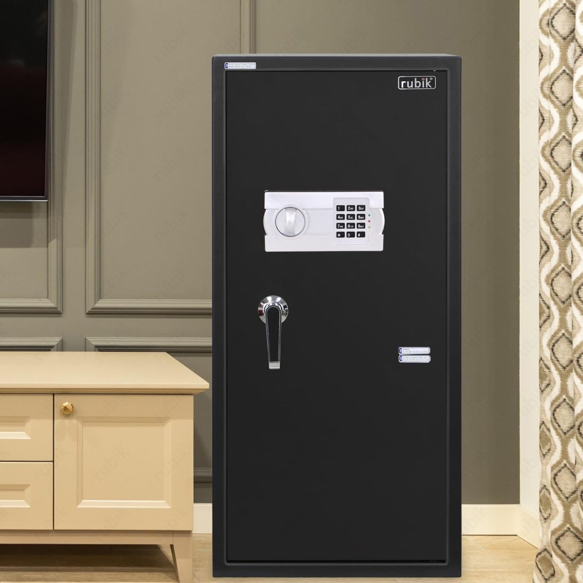 Rubik Safe Box Large with Digital Keypad and Key Lock, Security Locker for Money Files Folder Documents Jewelry Office Home RB90EG (Size, 90x40x50cm) Black