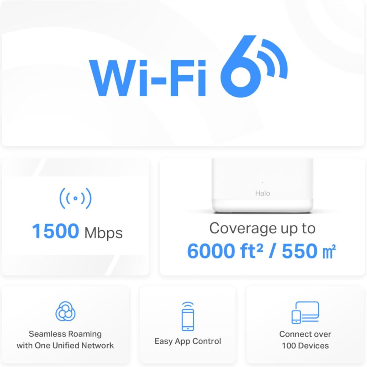 MERCUSYS Halo H60X AX1500 Mesh WiFi 6 System | 3-Pack | Dual-Band WiFi 6 Router | Up to 1500 Mbps | 6,000 ft² Coverage | Gigabit Ethernet Ports | Seamless Roaming