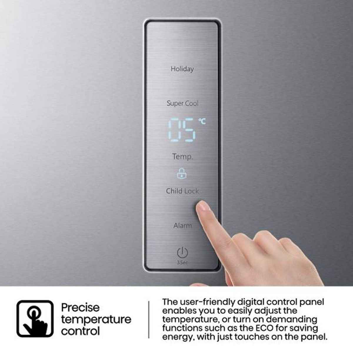 Hisense 355L Upright Fridge- RL3N484NAI, Single Door, Total No Frost, Metal Tech Cooling, Multi Air Flow, LED Digital Display, Reversible Door, Low Noise, Energy Efficient, Silver