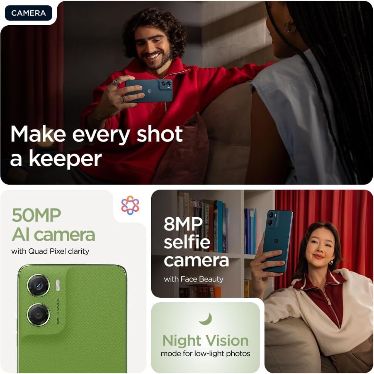 Motorola Moto G06 Dual SIM Smartphone, 4GB RAM, 64GB / 128GB / 256GB Storage, 6.88" HD+ 120Hz Display, MediaTek Helio G81 Extreme, 50MP AI Camera, Android 15, UAE Version