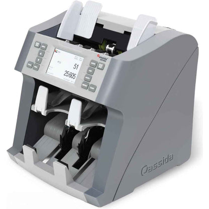 Cassida Artemis, Touchscreen LCD Display, 2 Pocket Mixed Value Counter & Sorter With Counterfeit Detection, Up to 15 Currencies, Automatic Currency Recognition, Gray | ARTEMIS
