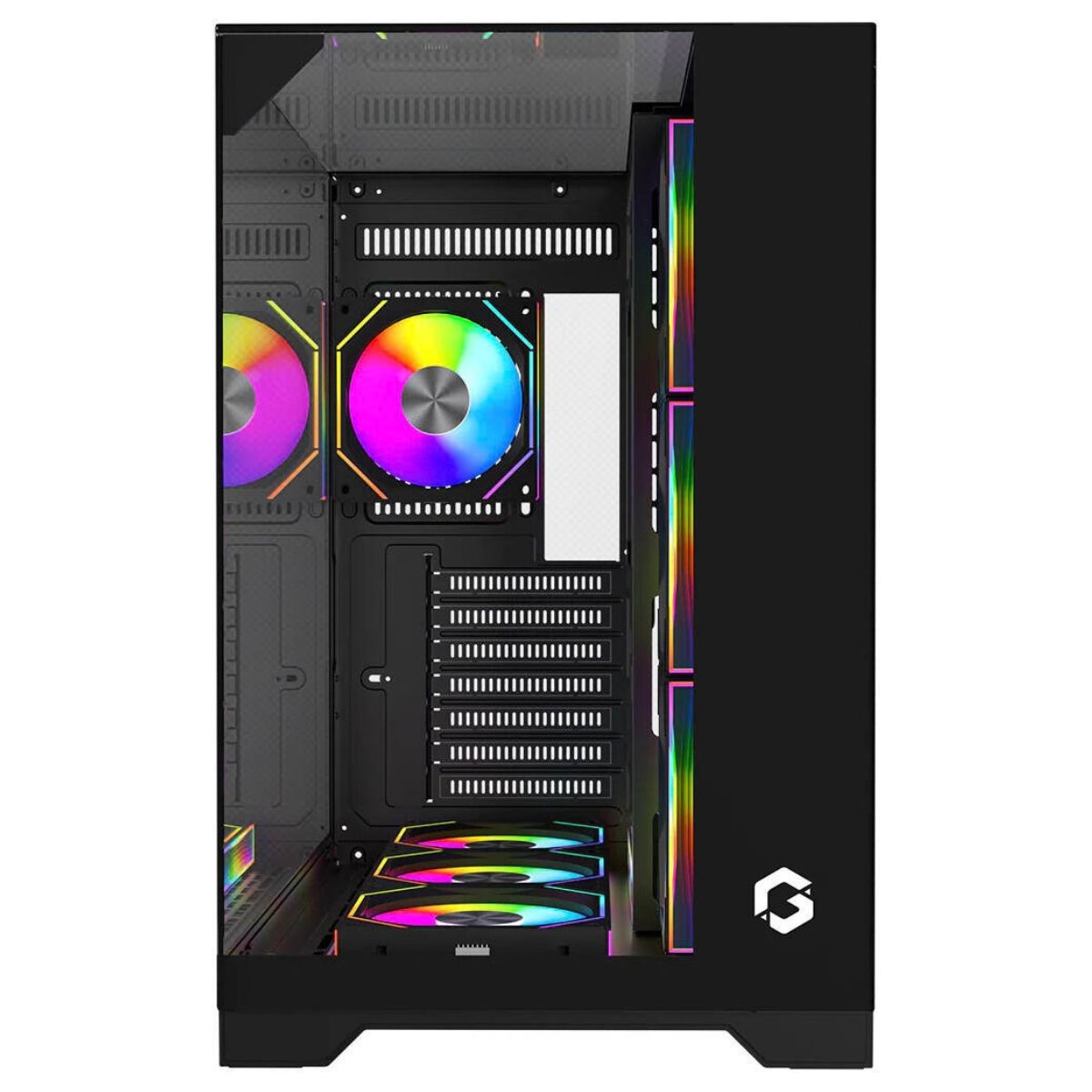 GAMEON Valkyrie I GO-VALKYRIEI-M Mid Tower Gaming Case | ATX / M-ATX / ITX | 7× 120mm ARGB+PWM Fans | 360mm Water Cooling | 400mm GPU Support | Black