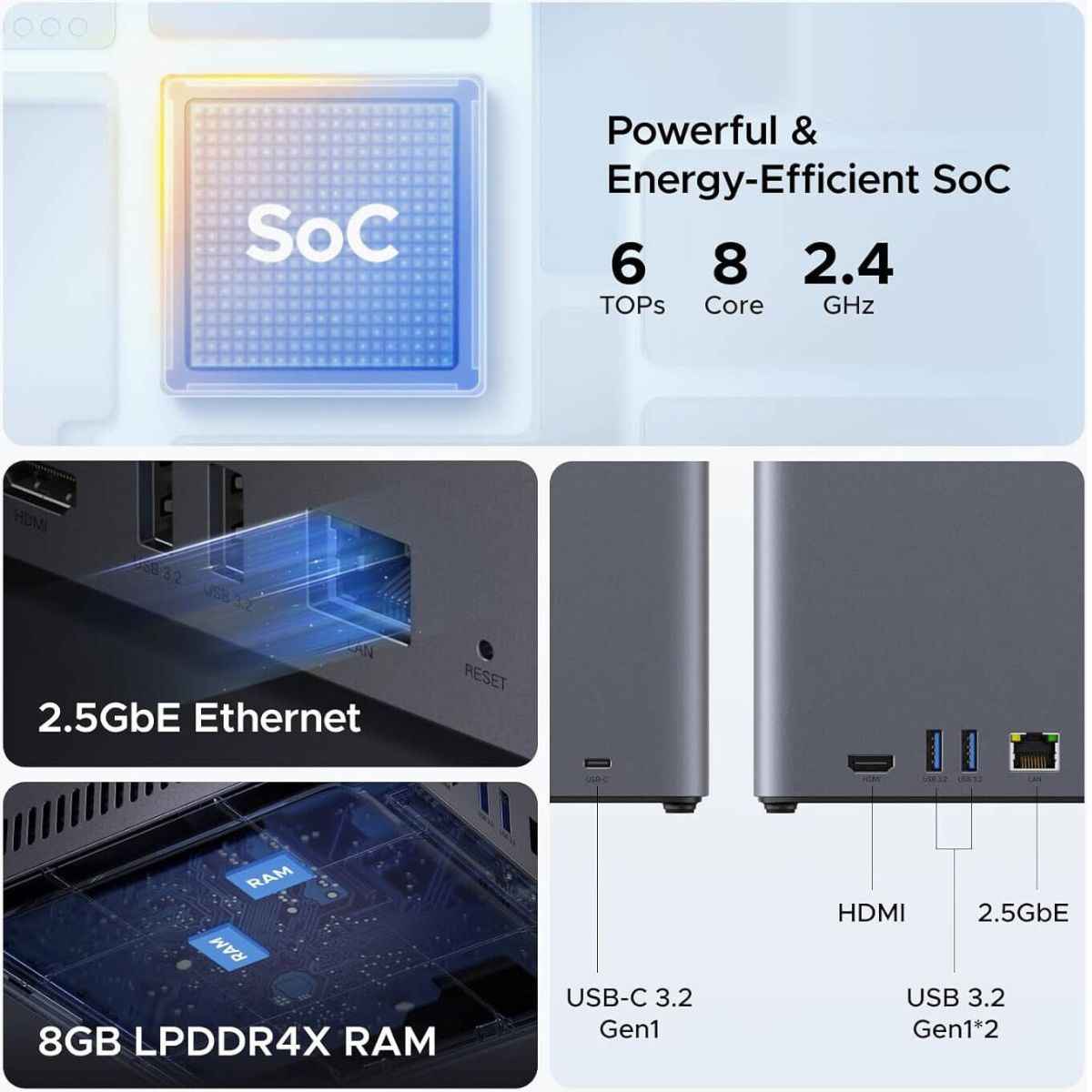 UGREEN NASync DH4300 Plus 4-Bay Desktop NAS – 120TB, AI Photo Album, 2.5GbE, 4K HDMI (Diskless)