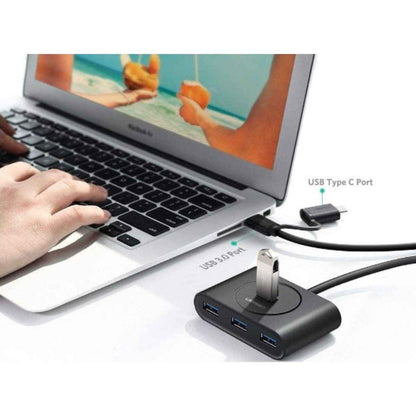 UGREEN 40850 USB 3.0 Hub with USB-C Port – 1m Cable, LED Indicator, Multi-OS Compatible (Black)