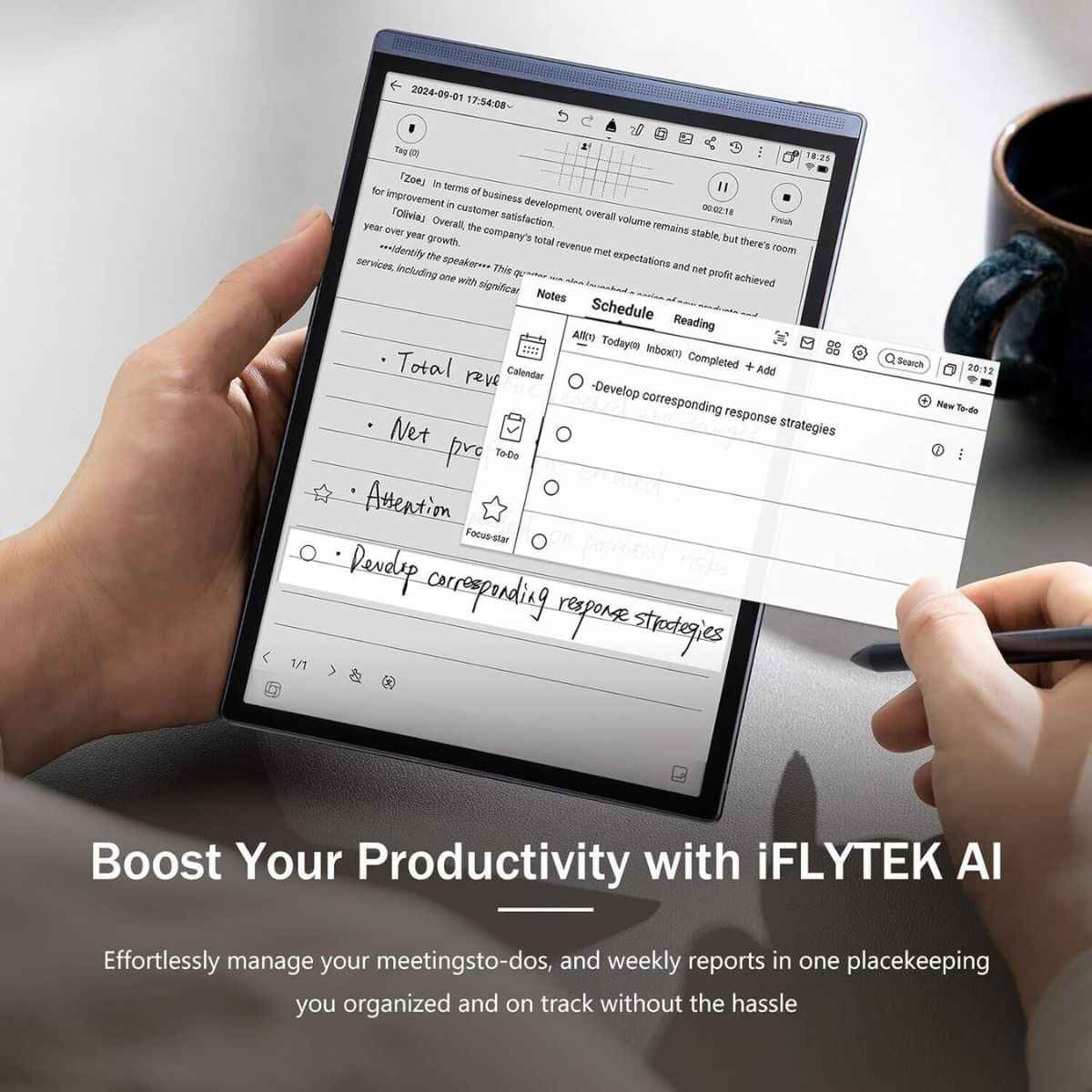 iFLYTEK AINOTE Air 2 Tablet, 8.2" HD E-Ink Display, 4GB RAM, 32GB Storage, WiFi 6 & Bluetooth 5.0, Gray
