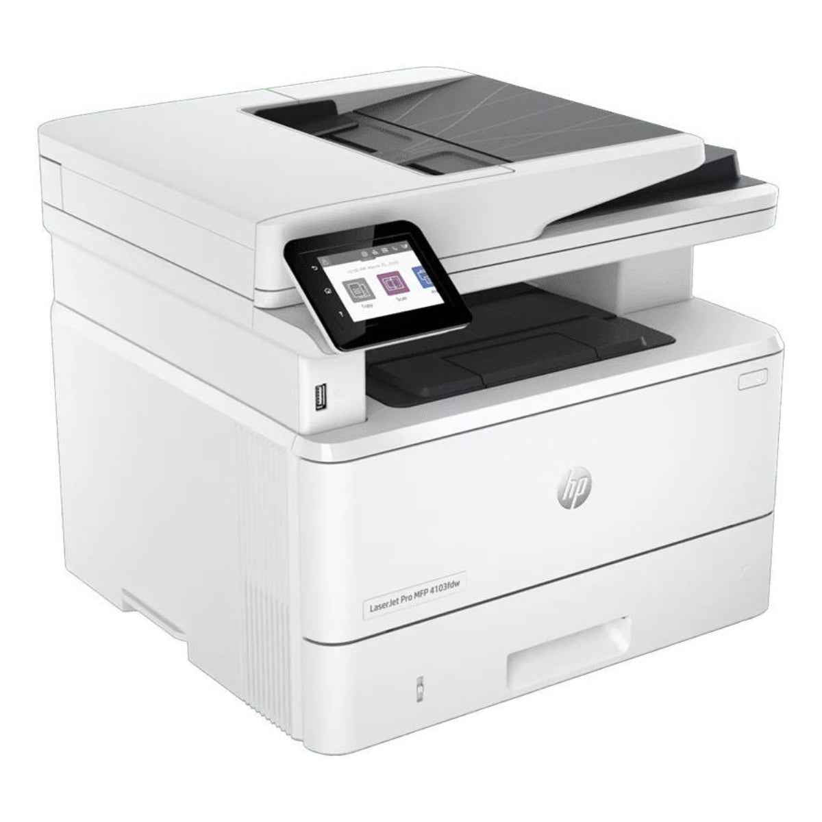 HP LaserJet Pro MFP 4103fdw Printer, 2.7" Color Touchscreen Display, Up to 50ppm Print Speed, Up to 42cpm Copy Speed, 50 Sheets ADF Capacity, White | 2Z629A