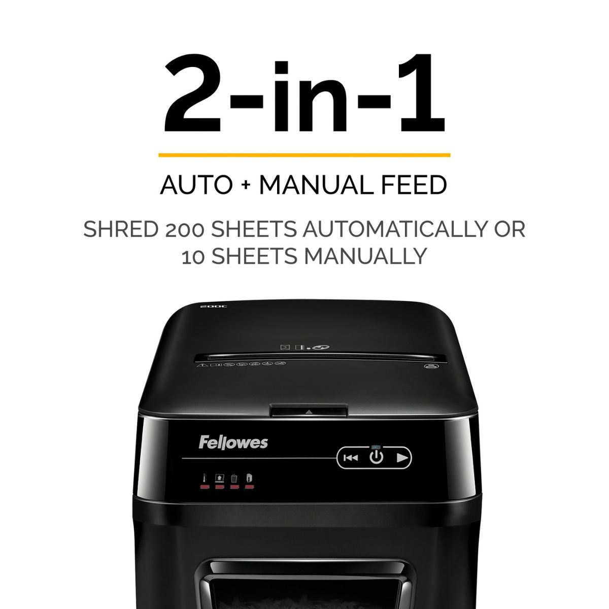 Fellowes AutoMax 200C Cross-Cut Paper Shredder | 200-Sheet Auto Feed | P-4 | 32L Bin | SilentShred | 4653601