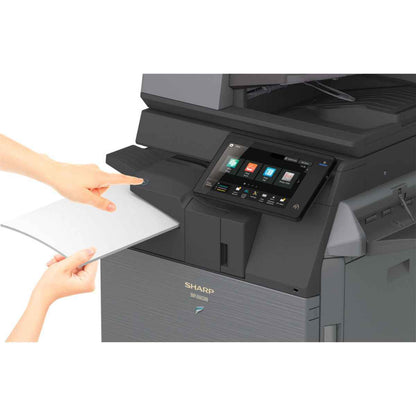 SHARP BP-50C26 MFP Color Laser Printer, 26 ppm Print Speed, Std 650 Max 6300 Sheets Paper Capacity, 128GB SSD, 1200 DPI, 10.1" Touch Display, Wireless LAN, Smart Scanning, Gray | BP-50C26