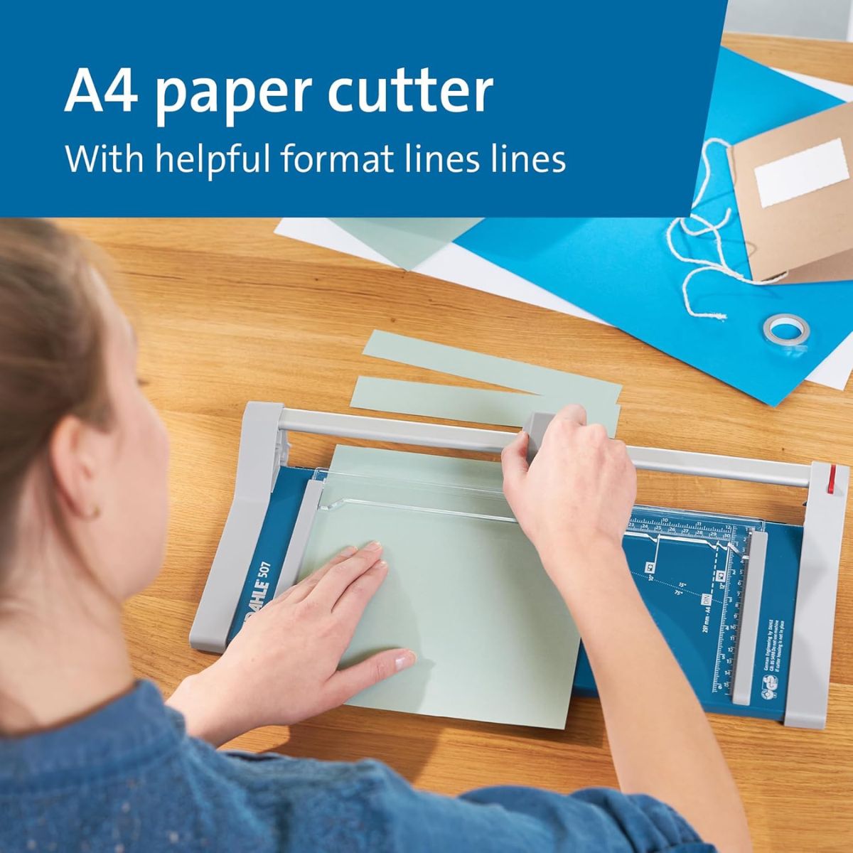 Dahle 507 Craft Creative DIN A4 Self-Sharpening Paper Trimmer | Safety Cutting Protection | Blue | DHL 00507-24040