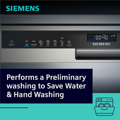 Siemens iQ500 60cm Home Connect Freestanding Dishwasher – Silver Inox, 14 Place Settings, 7 Wash Programs
