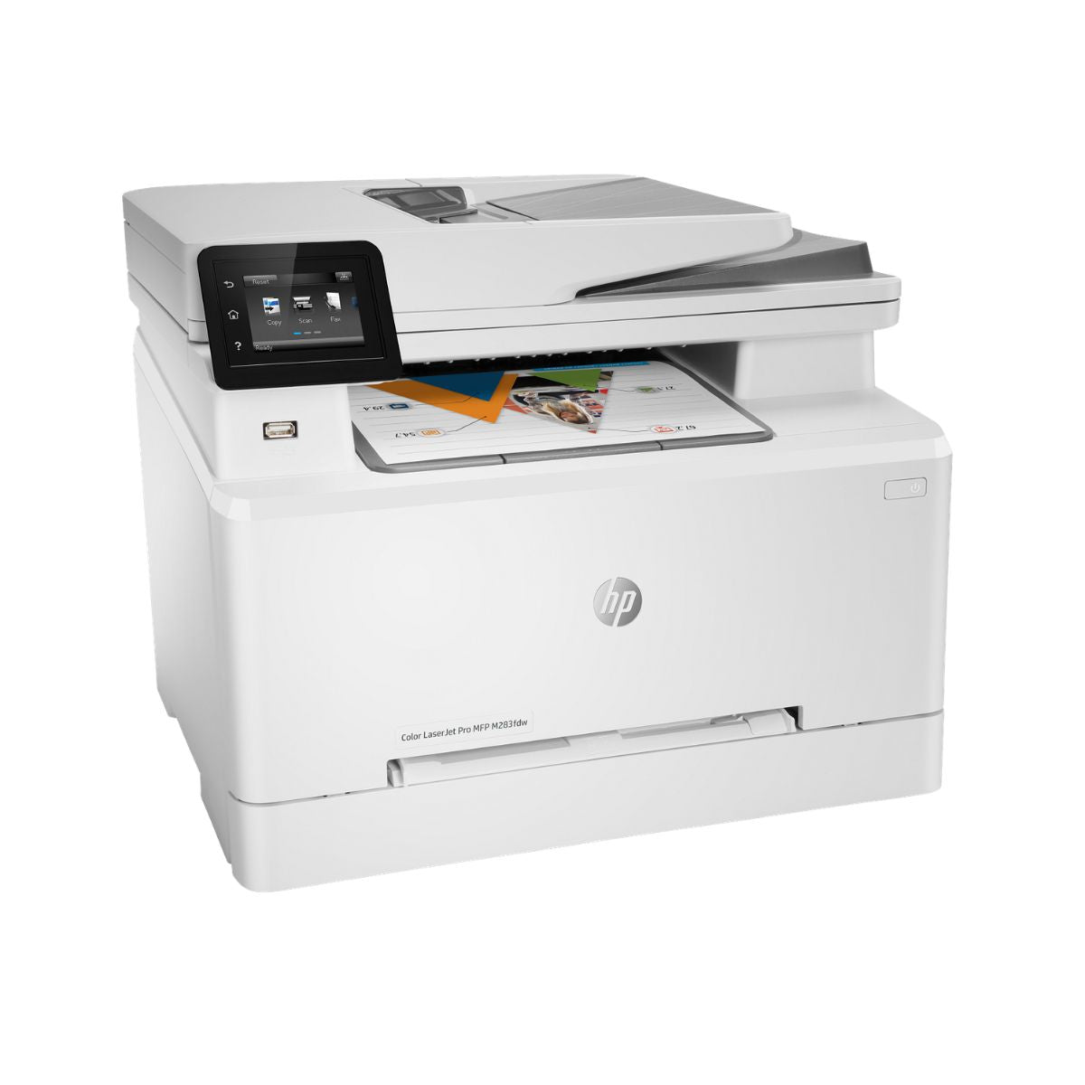 HP M283fdw Color LaserJet Pro Multi-Function Printer, Print, Copy, Scan, Fax, 22 ppm Print Speed, 600 x 600 dpi Resolution, 2.7" Color Touchscreen, 50-Page ADF for Scanning and Copying- 7KW75A
